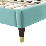 Gwyneth Tufted Performance Velvet Queen Platform Bed Mint MOD-6752-MIN