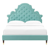 Gwyneth Tufted Performance Velvet Queen Platform Bed Mint MOD-6752-MIN