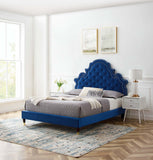 Gwyneth Tufted Performance Velvet Queen Platform Bed Navy MOD-6752-NAV