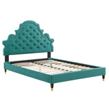 Gwyneth Tufted Performance Velvet Queen Platform Bed Teal MOD-6752-TEA