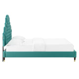 Gwyneth Tufted Performance Velvet Queen Platform Bed Teal MOD-6752-TEA