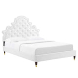 Gwyneth Tufted Performance Velvet Queen Platform Bed White MOD-6752-WHI