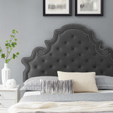 Gwyneth Tufted Performance Velvet Queen Platform Bed Charcoal MOD-6753-CHA