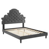 Gwyneth Tufted Performance Velvet Queen Platform Bed Charcoal MOD-6753-CHA