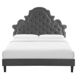 Gwyneth Tufted Performance Velvet Queen Platform Bed Charcoal MOD-6753-CHA