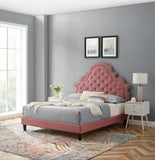 Gwyneth Tufted Performance Velvet Queen Platform Bed Dusty Rose MOD-6753-DUS