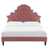 Gwyneth Tufted Performance Velvet Queen Platform Bed Dusty Rose MOD-6753-DUS