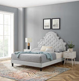 Gwyneth Tufted Performance Velvet Queen Platform Bed Light Gray MOD-6753-LGR