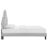 Gwyneth Tufted Performance Velvet Queen Platform Bed Light Gray MOD-6753-LGR