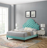 Gwyneth Tufted Performance Velvet Queen Platform Bed Mint MOD-6753-MIN