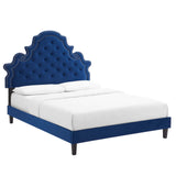 Gwyneth Tufted Performance Velvet Queen Platform Bed Navy MOD-6753-NAV