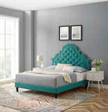 Gwyneth Tufted Performance Velvet Queen Platform Bed Teal MOD-6753-TEA