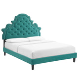 Gwyneth Tufted Performance Velvet Queen Platform Bed Teal MOD-6753-TEA