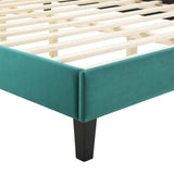 Gwyneth Tufted Performance Velvet Queen Platform Bed Teal MOD-6753-TEA