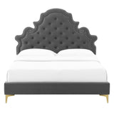 Gwyneth Tufted Performance Velvet Twin Platform Bed Charcoal MOD-6754-CHA