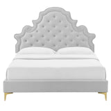 Modway Furniture Gwyneth Tufted Performance Velvet Twin Platform Bed MOD-6754-LGR