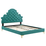 Modway Furniture Gwyneth Tufted Performance Velvet Twin Platform Bed MOD-6754-TEA