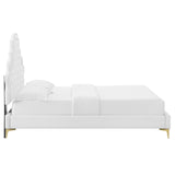 Modway Furniture Gwyneth Tufted Performance Velvet Twin Platform Bed MOD-6754-WHI