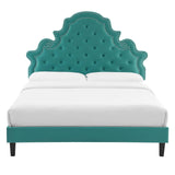 Modway Furniture Gwyneth Tufted Performance Velvet Twin Platform Bed MOD-6756-TEA