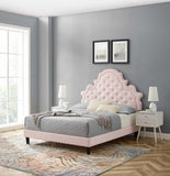 Modway Furniture Gwyneth Tufted Performance Velvet Full Platform Bed MOD-6759-PNK