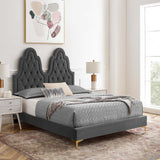 Alexandria Tufted Performance Velvet Queen Platform Bed Charcoal MOD-6763-CHA