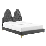 Alexandria Tufted Performance Velvet Queen Platform Bed Charcoal MOD-6763-CHA