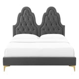 Alexandria Tufted Performance Velvet Queen Platform Bed Charcoal MOD-6763-CHA