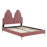 Alexandria Tufted Performance Velvet Queen Platform Bed Dusty Rose MOD-6763-DUS