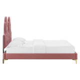 Alexandria Tufted Performance Velvet Queen Platform Bed Dusty Rose MOD-6763-DUS