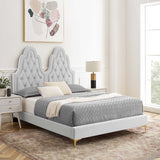 Alexandria Tufted Performance Velvet Queen Platform Bed Light Gray MOD-6763-LGR