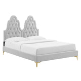 Alexandria Tufted Performance Velvet Queen Platform Bed Light Gray MOD-6763-LGR