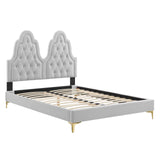 Alexandria Tufted Performance Velvet Queen Platform Bed Light Gray MOD-6763-LGR