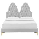 Alexandria Tufted Performance Velvet Queen Platform Bed Light Gray MOD-6763-LGR