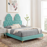 Alexandria Tufted Performance Velvet Queen Platform Bed Mint MOD-6763-MIN