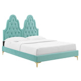 Alexandria Tufted Performance Velvet Queen Platform Bed Mint MOD-6763-MIN