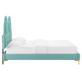 Alexandria Tufted Performance Velvet Queen Platform Bed Mint MOD-6763-MIN