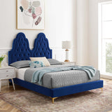 Alexandria Tufted Performance Velvet Queen Platform Bed Navy MOD-6763-NAV