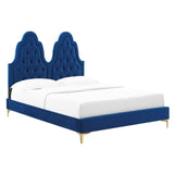 Alexandria Tufted Performance Velvet Queen Platform Bed Navy MOD-6763-NAV