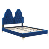 Alexandria Tufted Performance Velvet Queen Platform Bed Navy MOD-6763-NAV