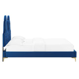 Alexandria Tufted Performance Velvet Queen Platform Bed Navy MOD-6763-NAV