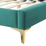 Alexandria Tufted Performance Velvet Queen Platform Bed Teal MOD-6763-TEA