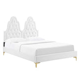 Alexandria Tufted Performance Velvet Queen Platform Bed White MOD-6763-WHI