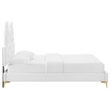 Alexandria Tufted Performance Velvet Queen Platform Bed White MOD-6763-WHI