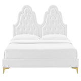 Alexandria Tufted Performance Velvet Queen Platform Bed White MOD-6763-WHI