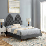 Alexandria Tufted Performance Velvet Queen Platform Bed Charcoal MOD-6764-CHA