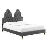 Alexandria Tufted Performance Velvet Queen Platform Bed Charcoal MOD-6764-CHA