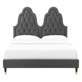 Alexandria Tufted Performance Velvet Queen Platform Bed Charcoal MOD-6764-CHA