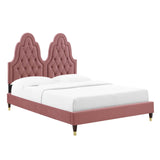 Alexandria Tufted Performance Velvet Queen Platform Bed Dusty Rose MOD-6764-DUS