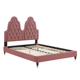 Alexandria Tufted Performance Velvet Queen Platform Bed Dusty Rose MOD-6764-DUS