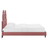 Alexandria Tufted Performance Velvet Queen Platform Bed Dusty Rose MOD-6764-DUS